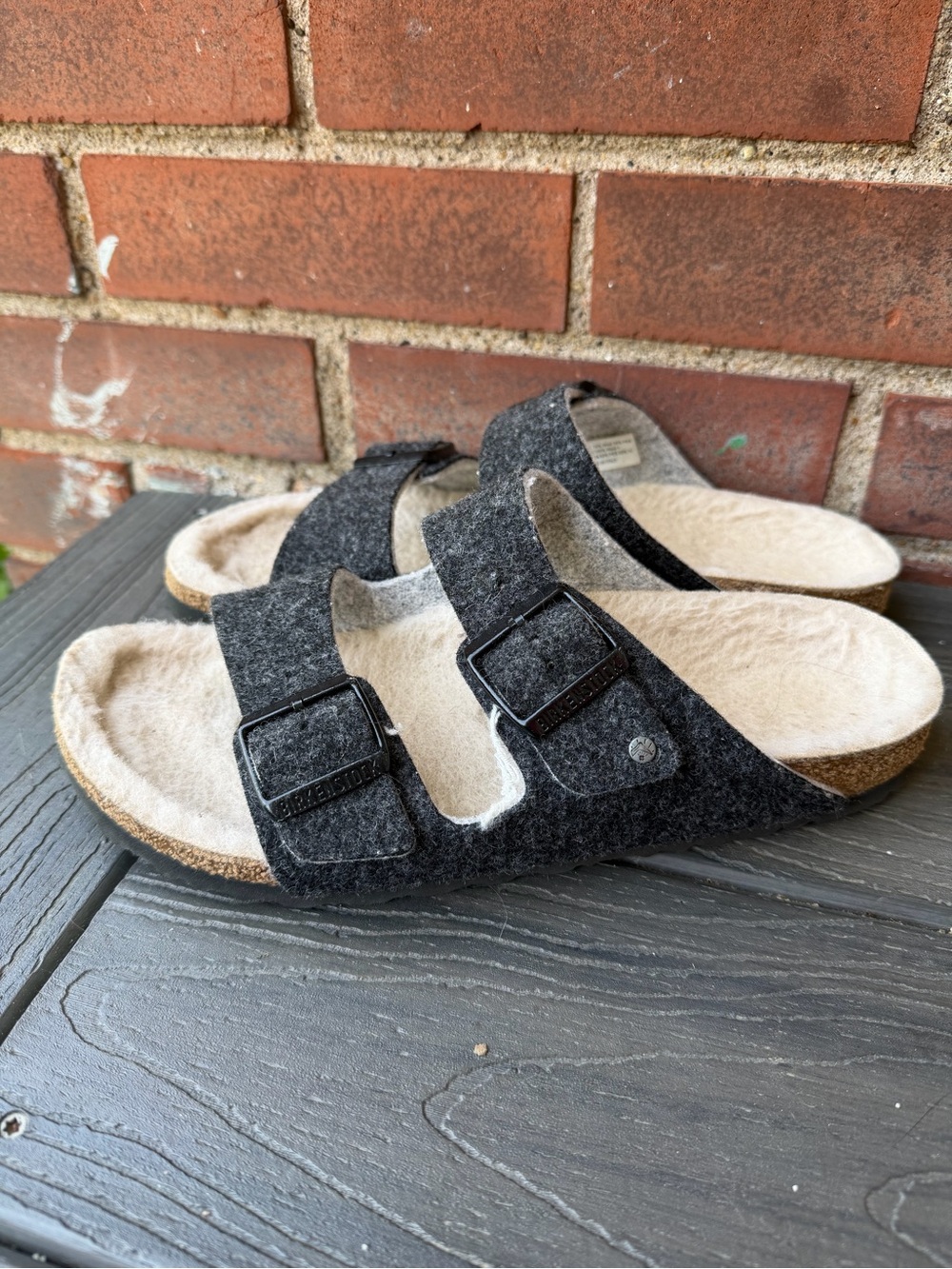 Birkenstock Arizona Rivet Wool Felt Sandals EU 40 Gray Anthracite Cozy Slides - Picture 6 of 13